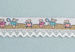 "Bears" Design Woven Ribbon with Cuny Lace Trim