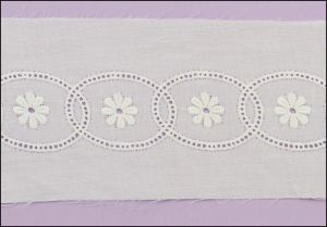 Swiss Insertion with Loops & Flowers Pattern, $3.75 a yard