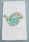 "Blue Winged Bird" Applique Embellished Hand Towel