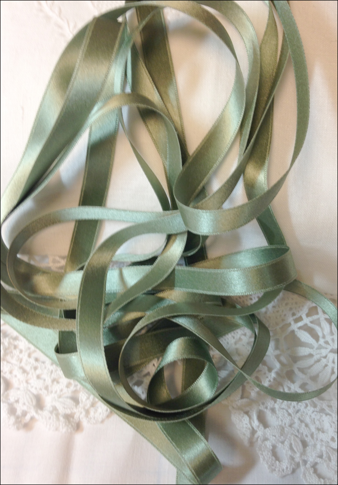 Simply Wonderful Things 134 Loden Green Dark Sage Silk Satin Ribbon Price 0 00