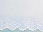6.5 inch Spanish Embroidered Edging: Blue on White, $4.50 a yard